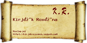 Kirják Roxána névjegykártya
